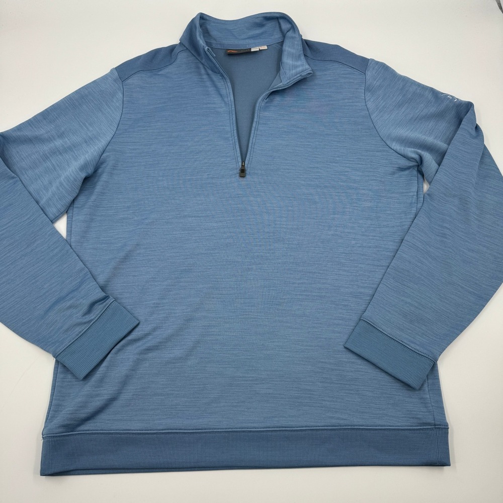 Kjus‎ Mens Blue Heathered Quarter Zip Golf Pullover UPF 50+ PGC 1914 Logo 2XL 56